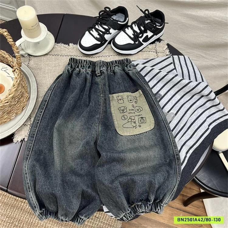 JEANS BO GẤU BẠC GỐI MÁC TÚI