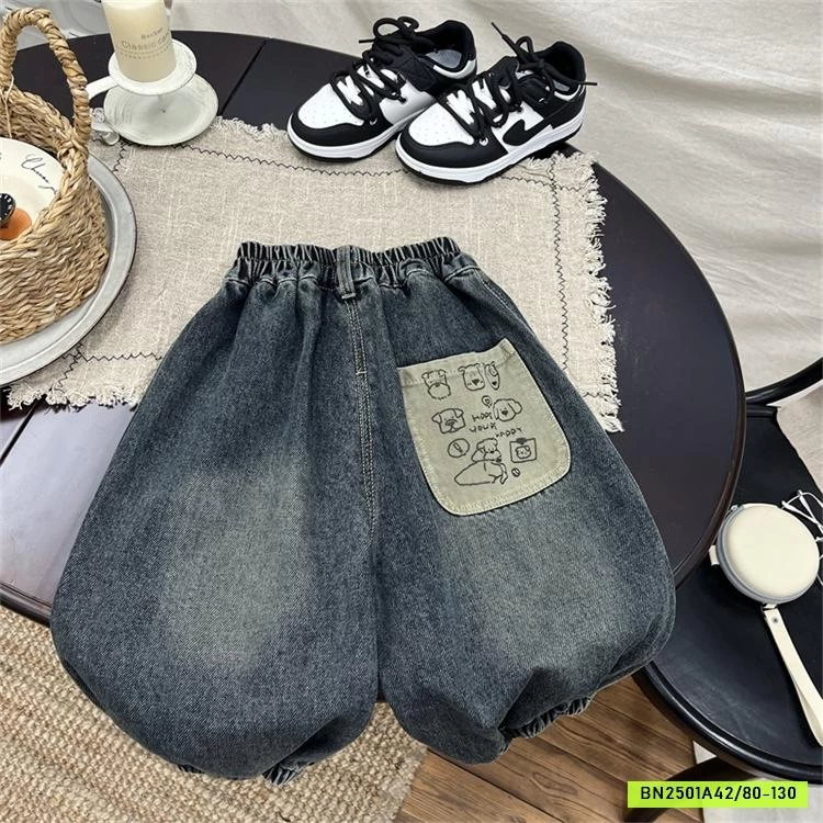 JEANS BO GẤU BẠC GỐI MÁC TÚI