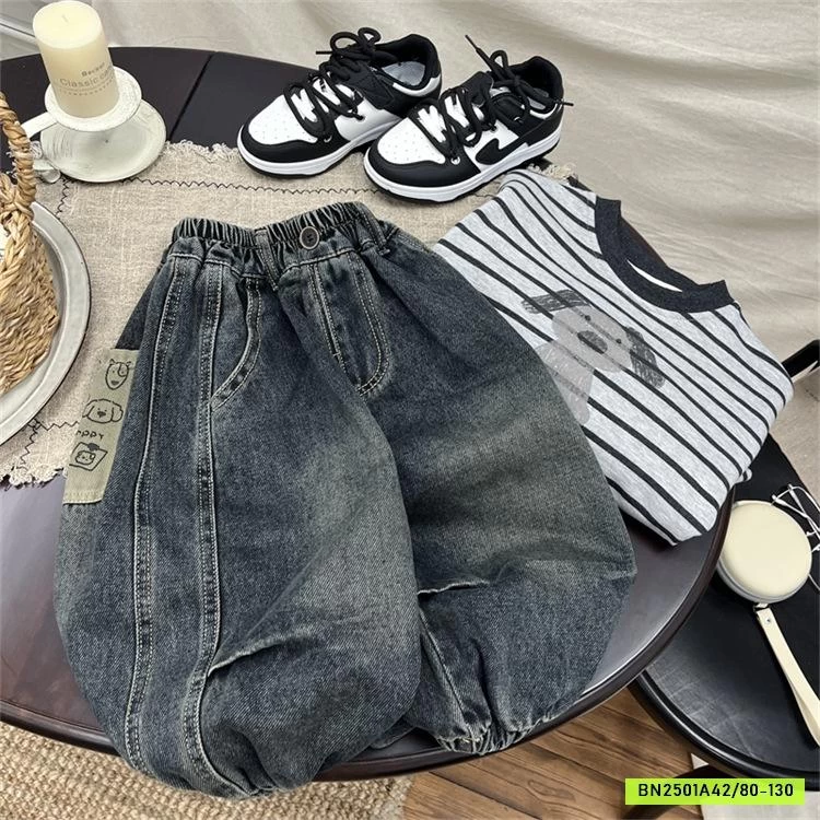 JEANS BO GẤU BẠC GỐI MÁC TÚI