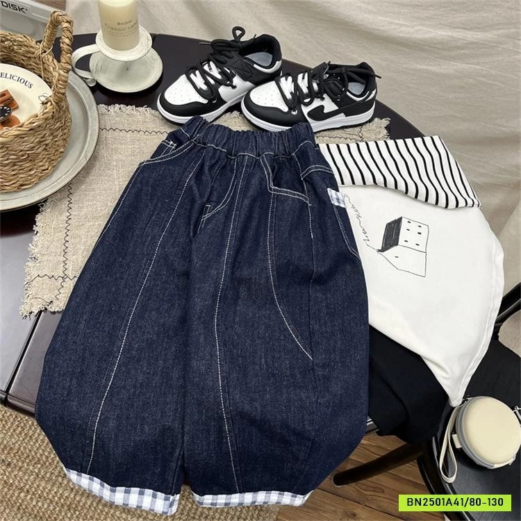 BAGGY DENIM VIỀN GẤU CARO