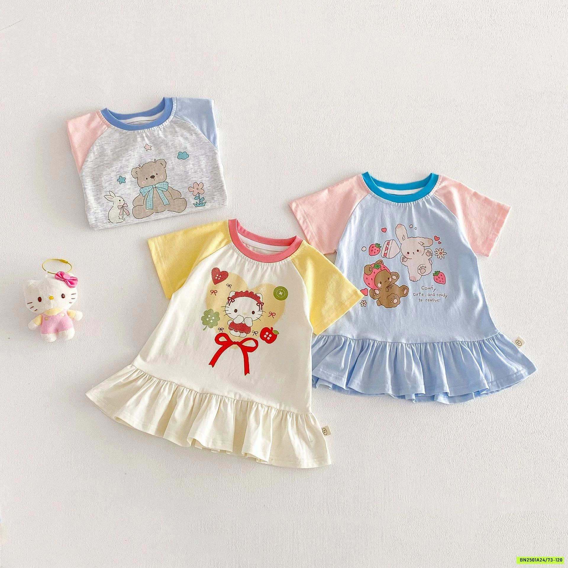 ĐẦM COTTON ĐUÔI CÁ PHỐI MÀU TAY