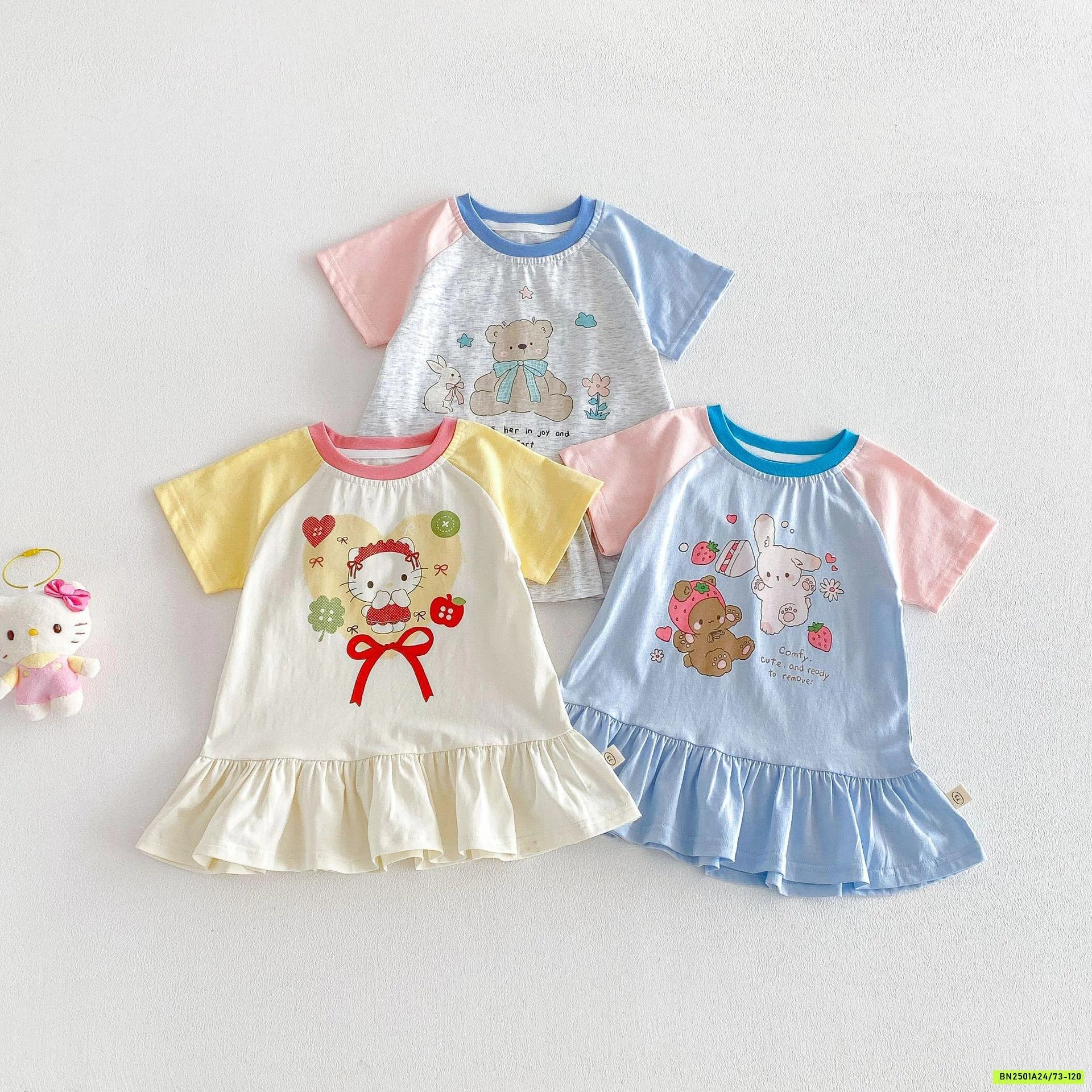 ĐẦM COTTON ĐUÔI CÁ PHỐI MÀU TAY