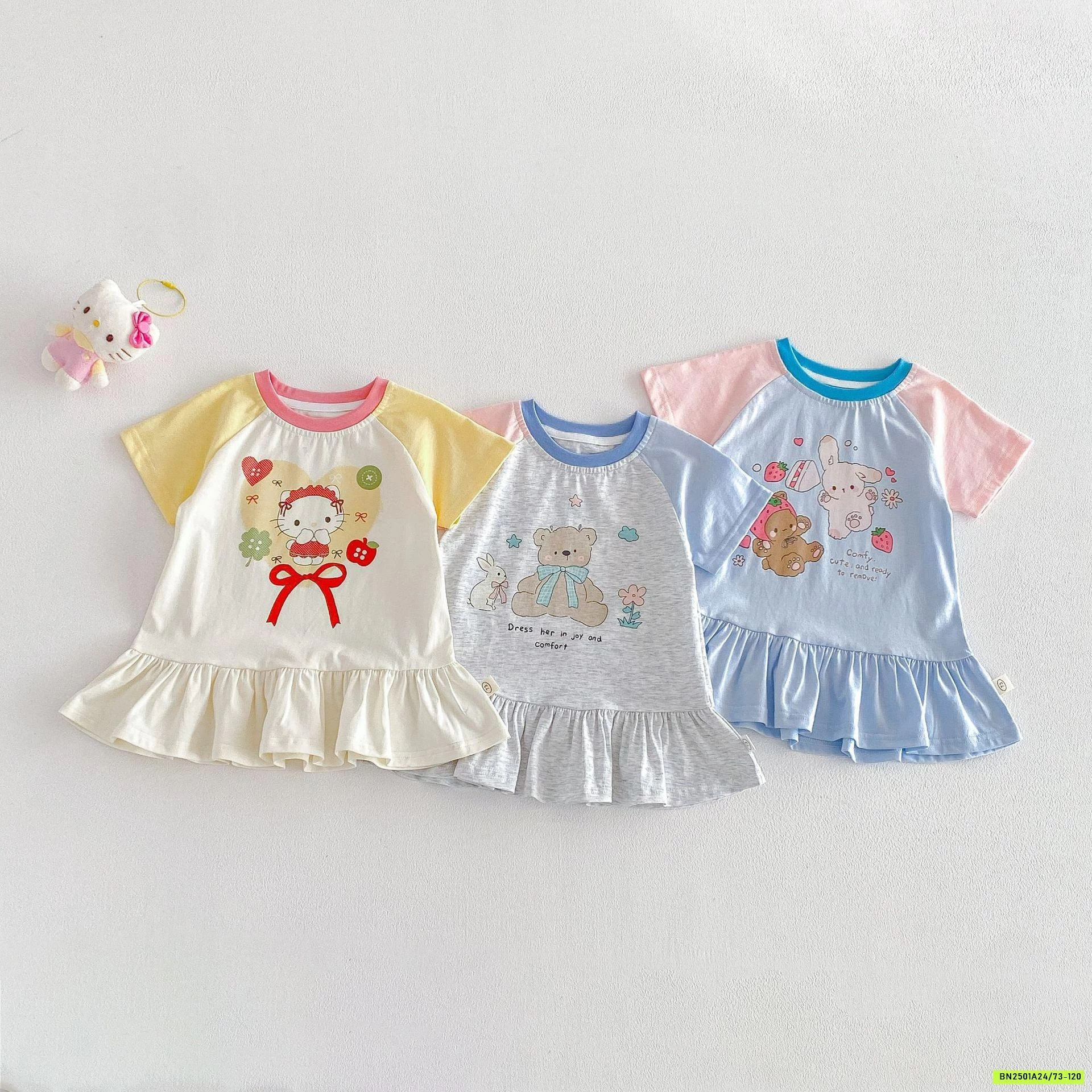ĐẦM COTTON ĐUÔI CÁ PHỐI MÀU TAY
