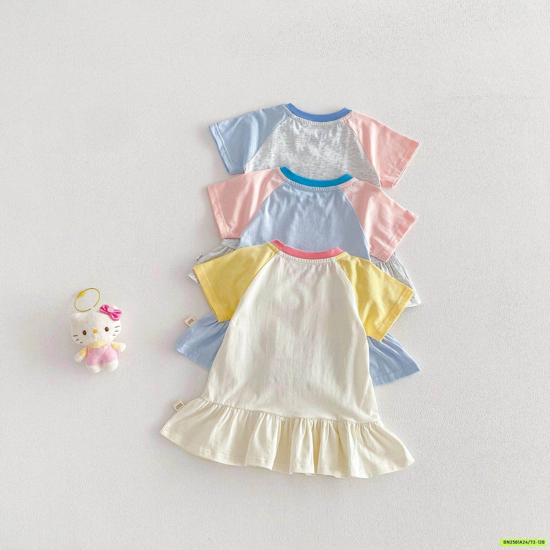 ĐẦM COTTON ĐUÔI CÁ PHỐI MÀU TAY