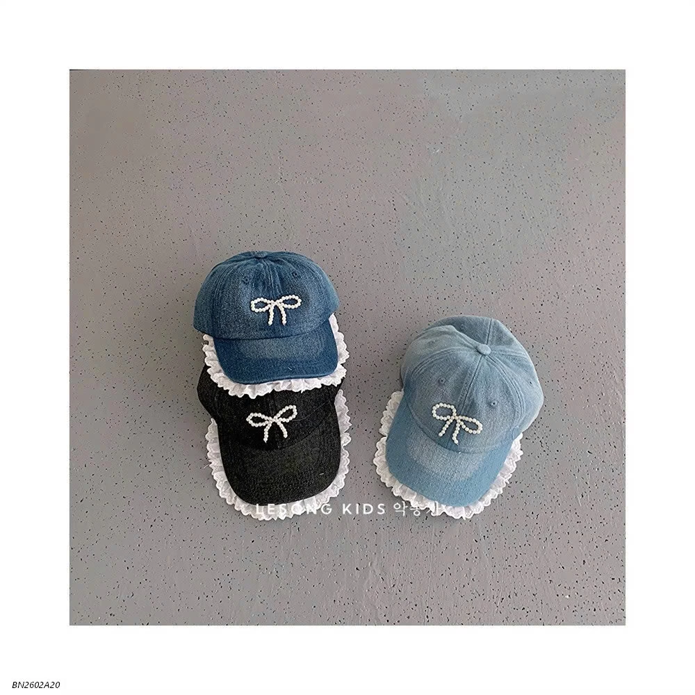 MŨ KẾTI JEANS NƠ CHO BG