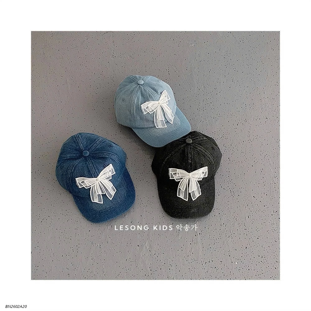 MŨ KẾTI JEANS NƠ CHO BG