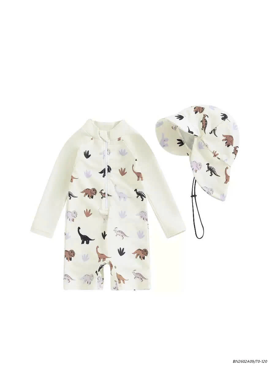 BỘ BƠI DÀI TAY KÈM MŨ CHO BÉ