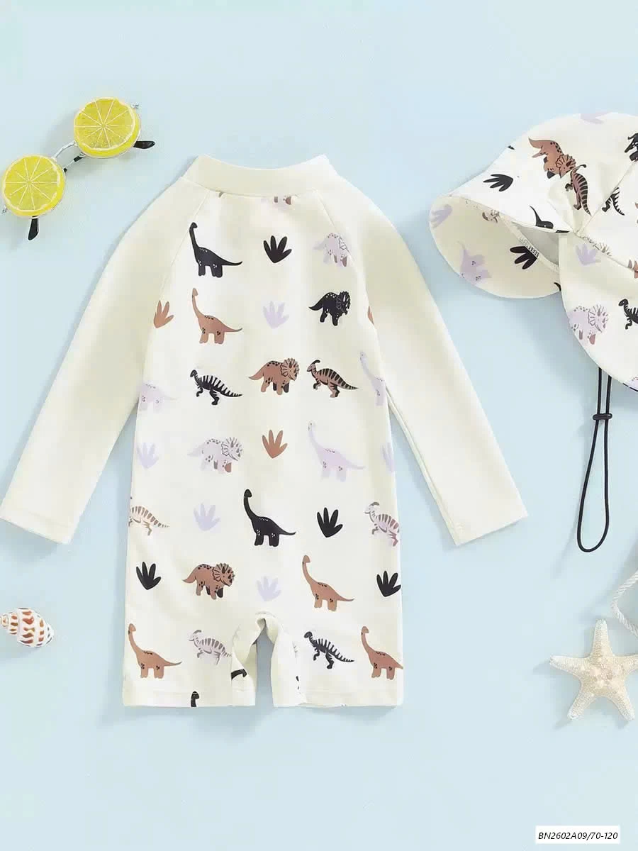 BỘ BƠI DÀI TAY KÈM MŨ CHO BÉ