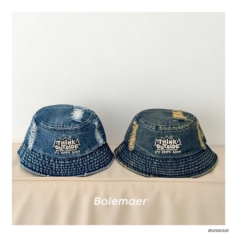 BUCKET JEANS THÊU,