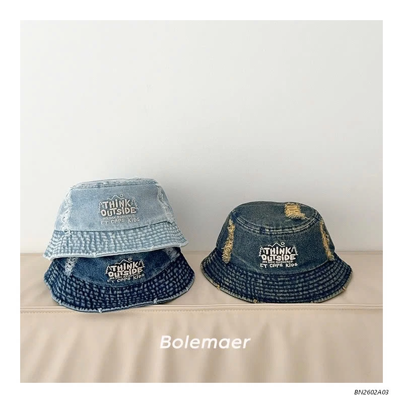 BUCKET JEANS THÊU,