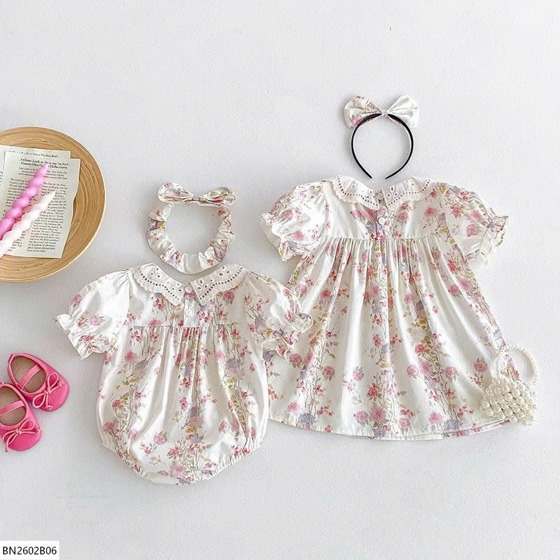 VÁY- BODY CỔ ĐIỆU KÈM BỜM CHO BÉ