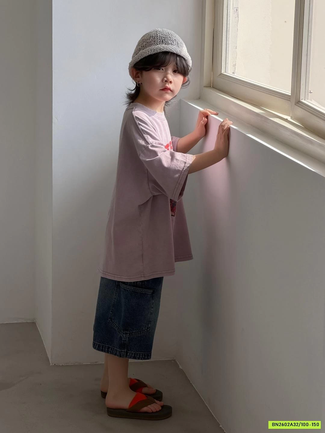 ÁO THUN TÍM MIX SHORT JEANS MÁC TÚI