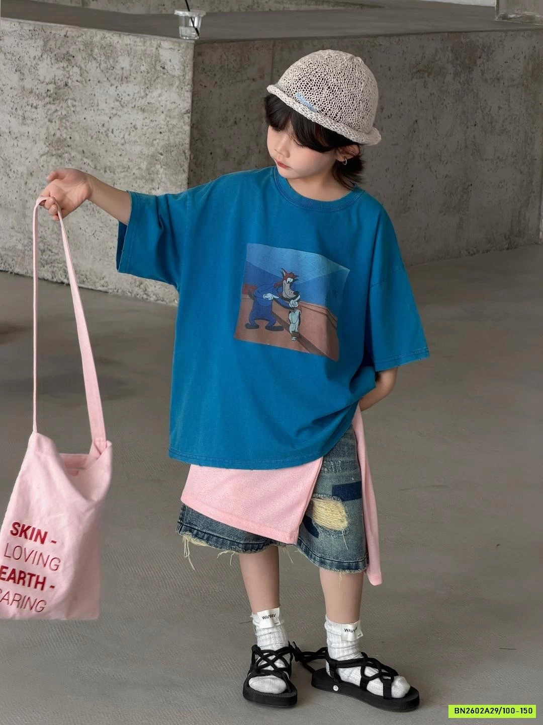 ÁO THUN XANH MIX SHORT VẢY SƠN