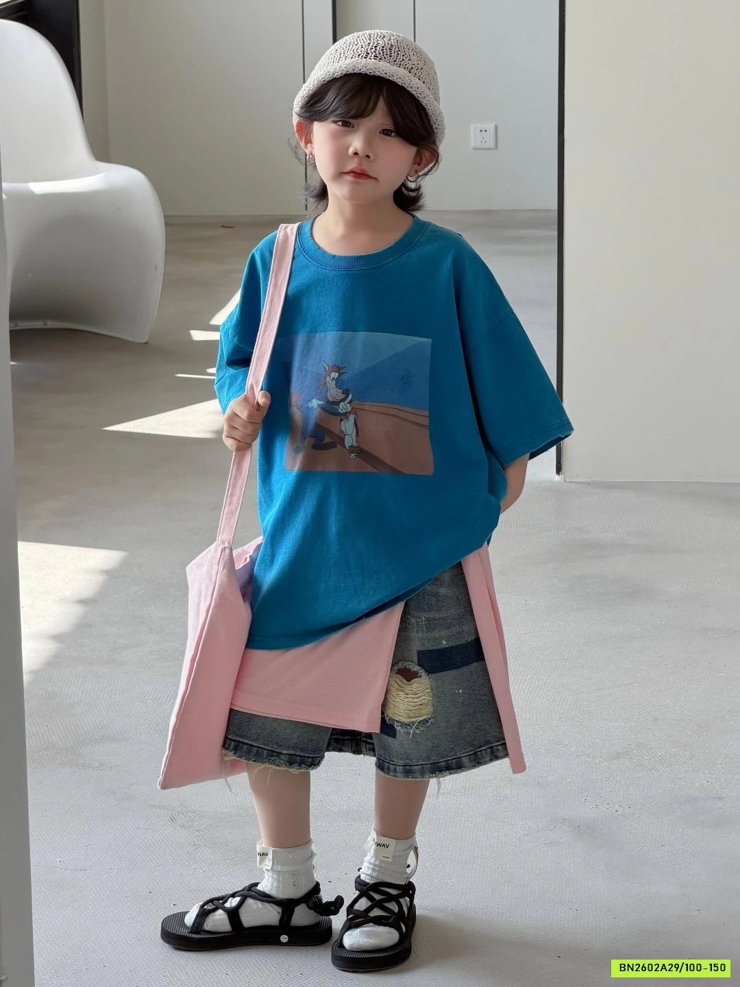 ÁO THUN XANH MIX SHORT VẢY SƠN