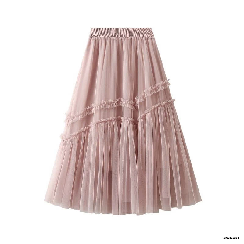 CHÂN VÁY VOAN ANGEL PHỐI NƠ