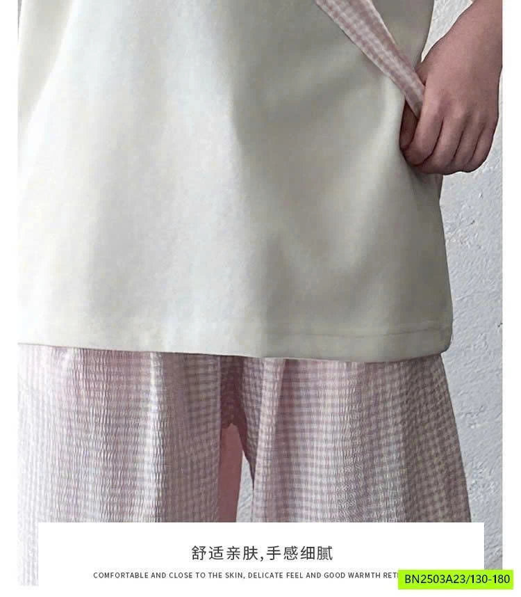 SET ÁO THUN KITTY MIX QUẦN KẺ HỒNG