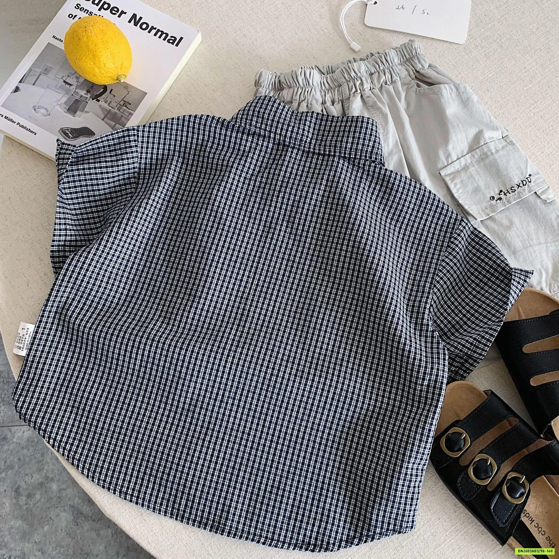 SƠ MI CỘC TAY CARO GẤU