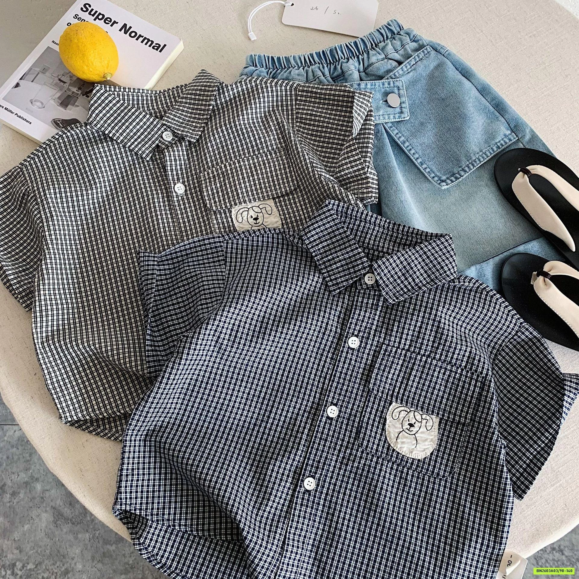 SƠ MI CỘC TAY CARO GẤU