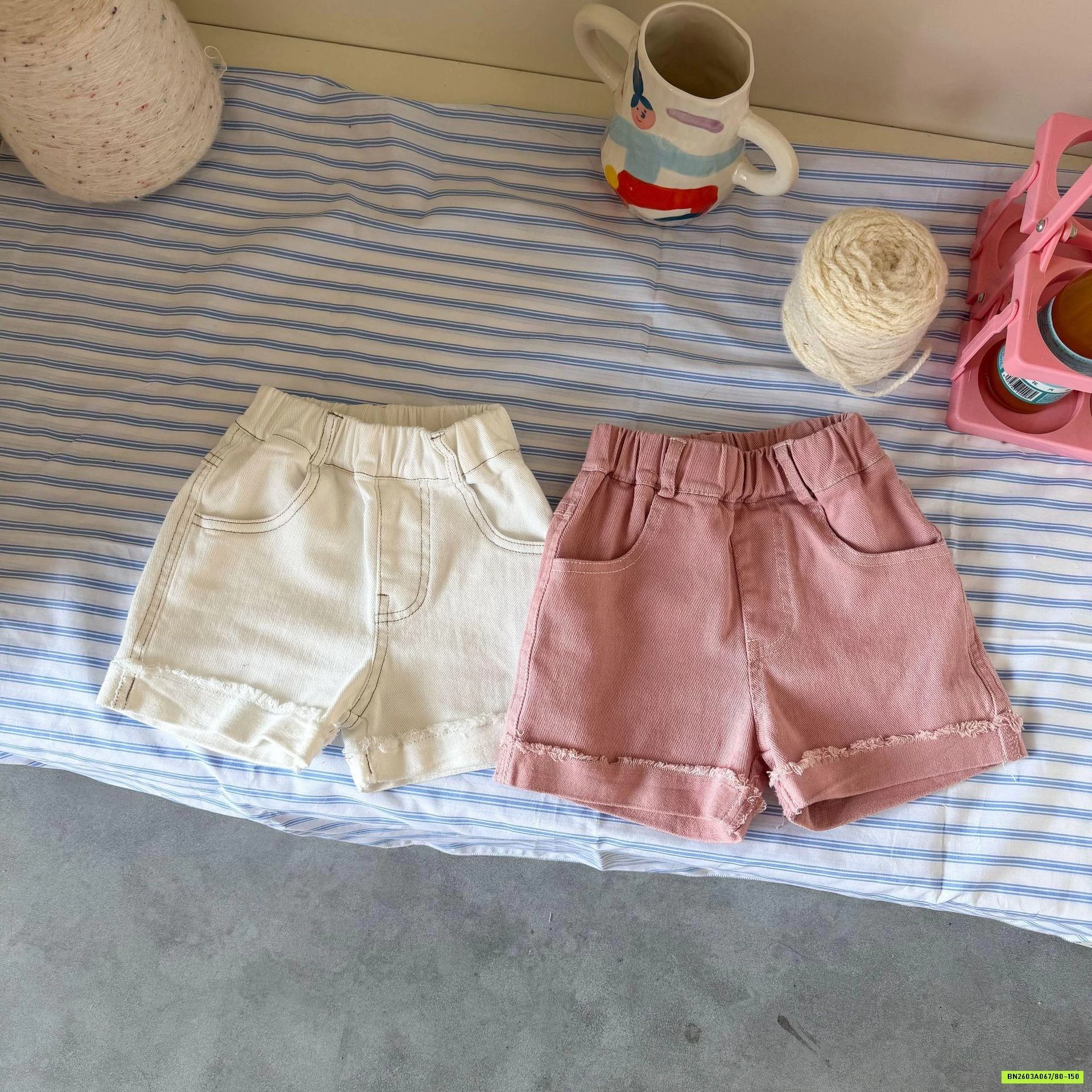 ÁO KẺ KUTE MIX SHORT GẤP GẤU