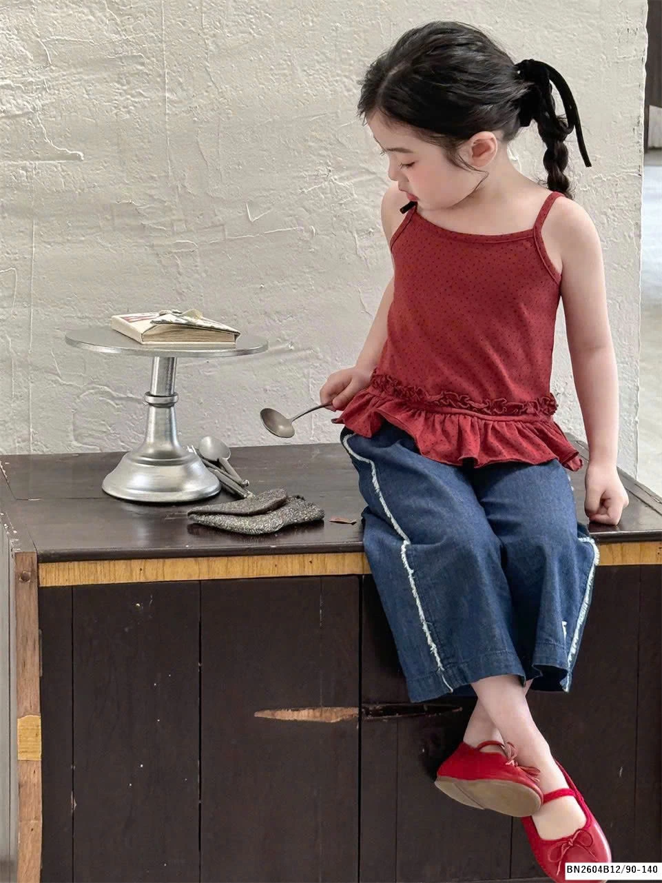 SÉT ÁO 2 DÂY ĐỎ MIX JEAN SUÔNG