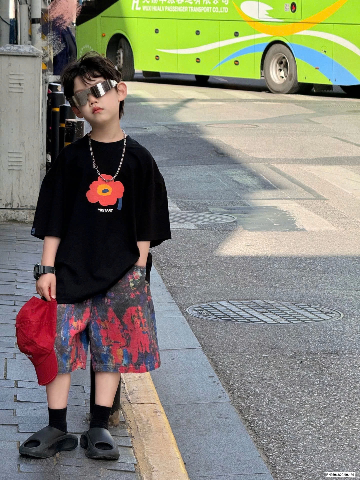 ÁO ĐEN HOA MIX SHORT LOANG