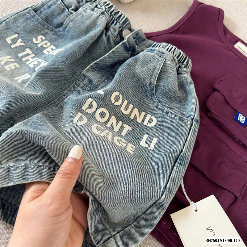 ÁO 3 LỖ MIX JEANS CHỮ MMY