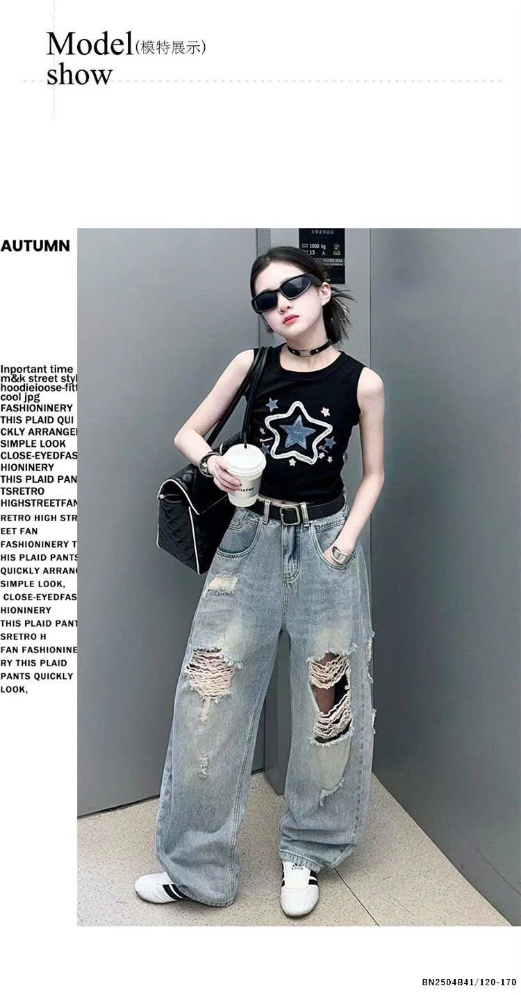 SÉT ÁO CROPTOP NGÔI SAO MIX JEAN RÁCH