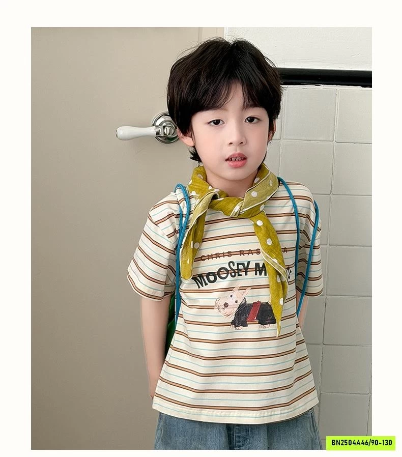 ÁO THUN KẺ MIX JEANS IN HÌNH