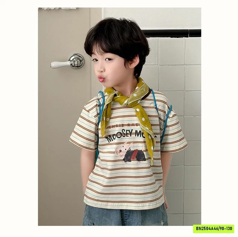 ÁO THUN KẺ MIX JEANS IN HÌNH