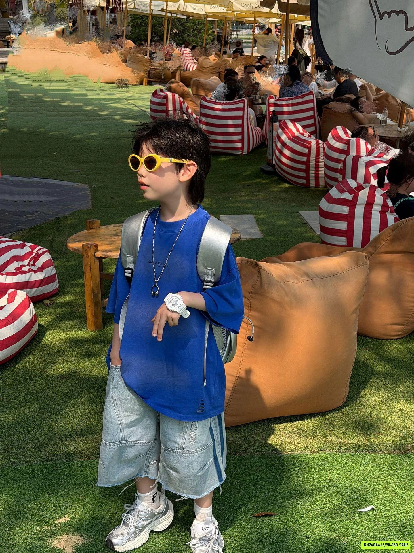 SHORT JEANS TUA GẤU SỌC BÊN FANSHU