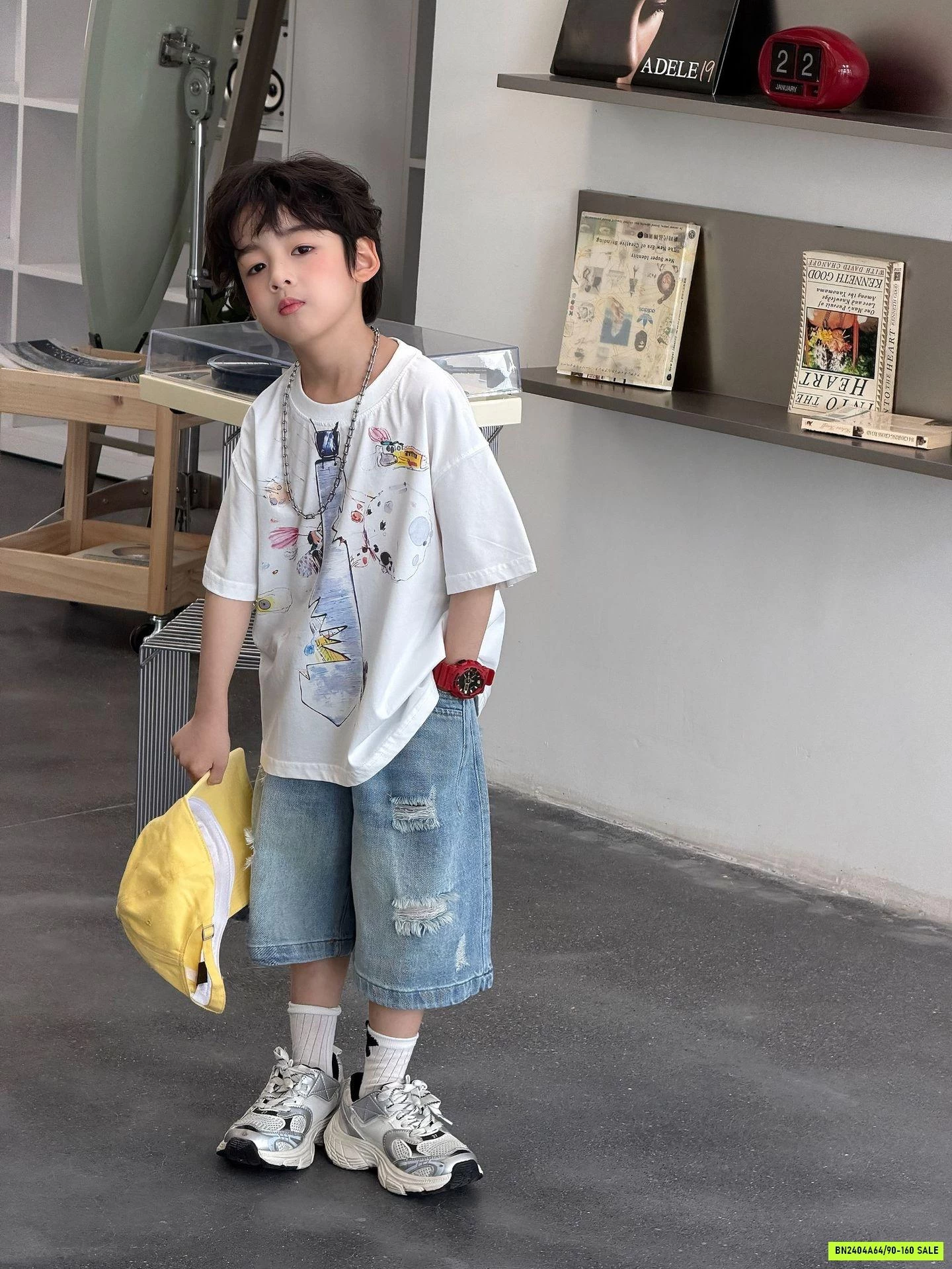 SHORT JEANS LỬNG BASIC RÁCH GỐI FANSHU