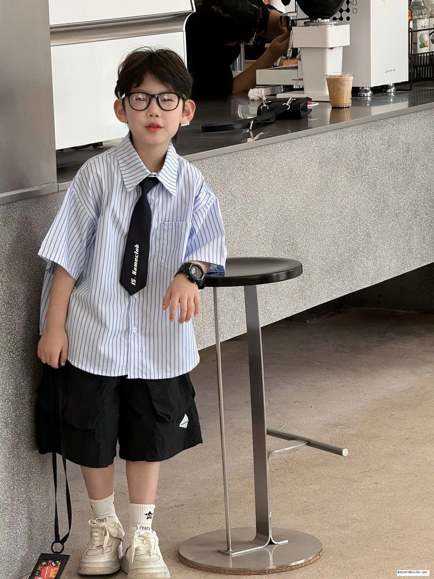 SƠ MI SỌC XANH KÈM CAVAT