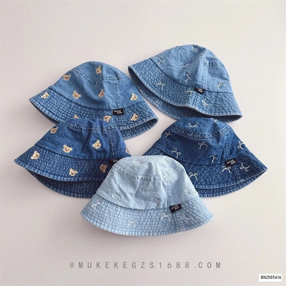 BUCKET DENIM THÊU