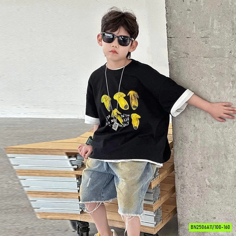 ÁO THUN ĐEN IN CHUỐI