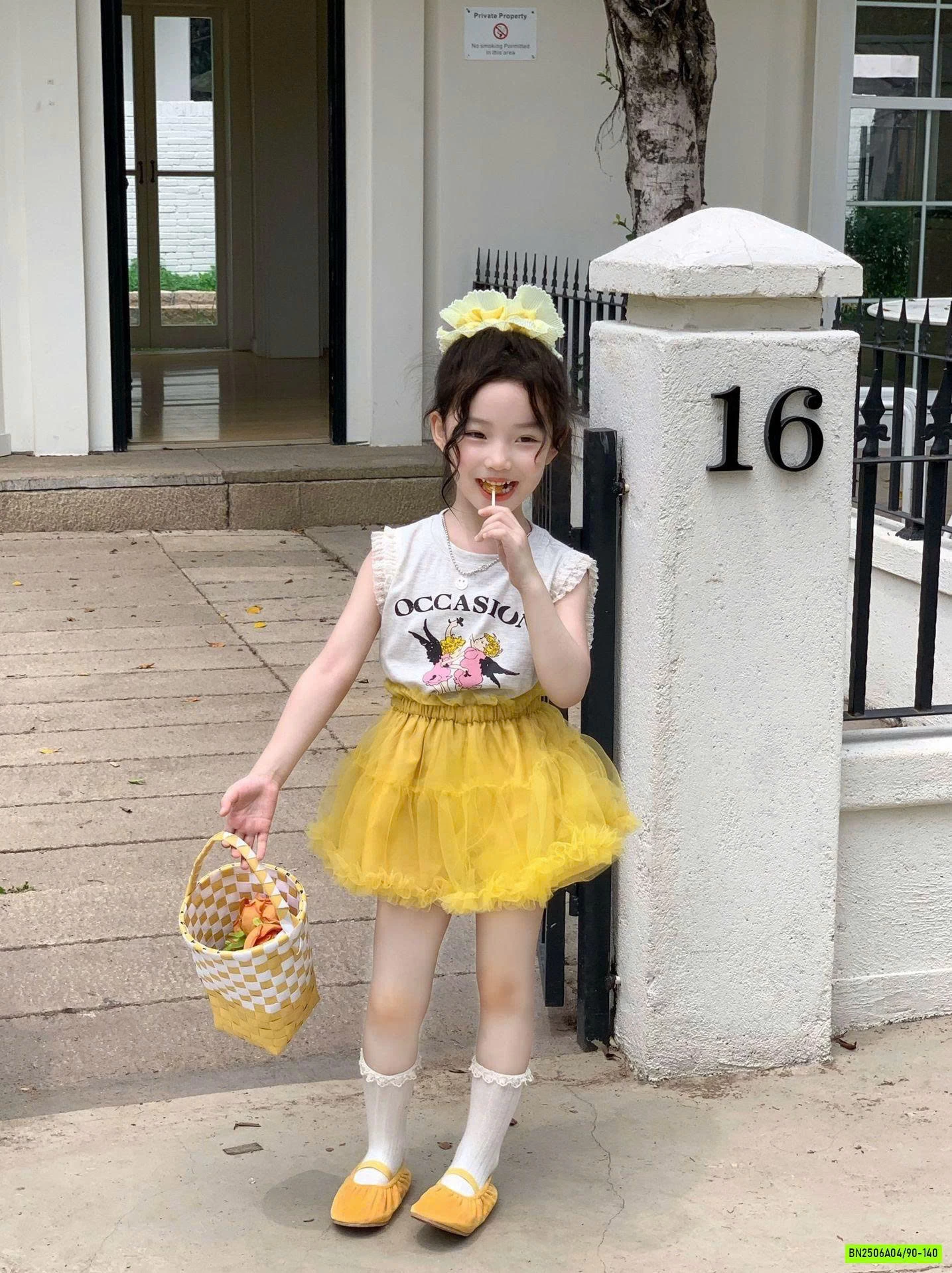 ÁO SÁT NÁCH VIỀN BÈO MIX CV TUTU VÀNG