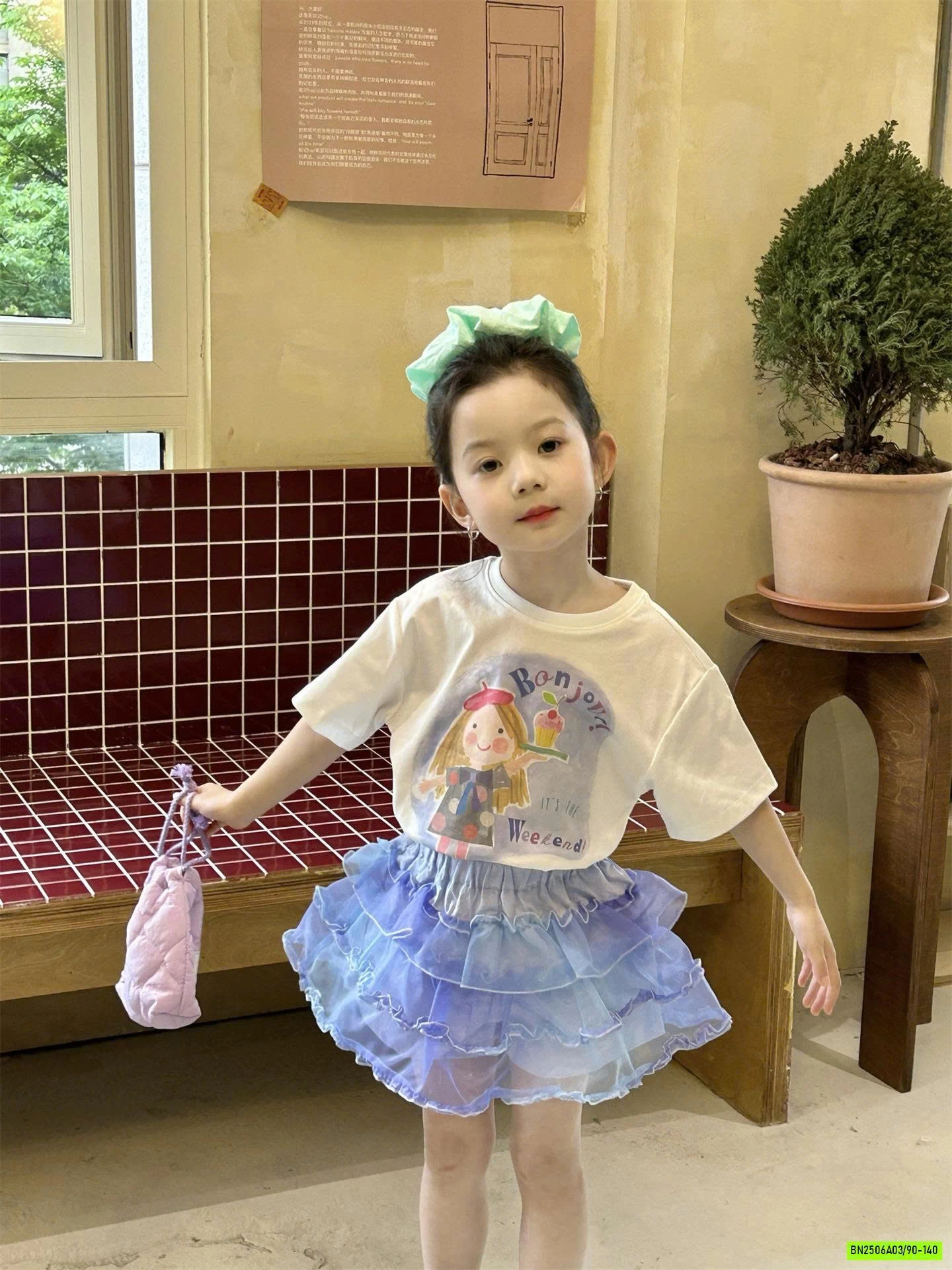 ÁO CÔ GÁI MIX CV TUTU XANH