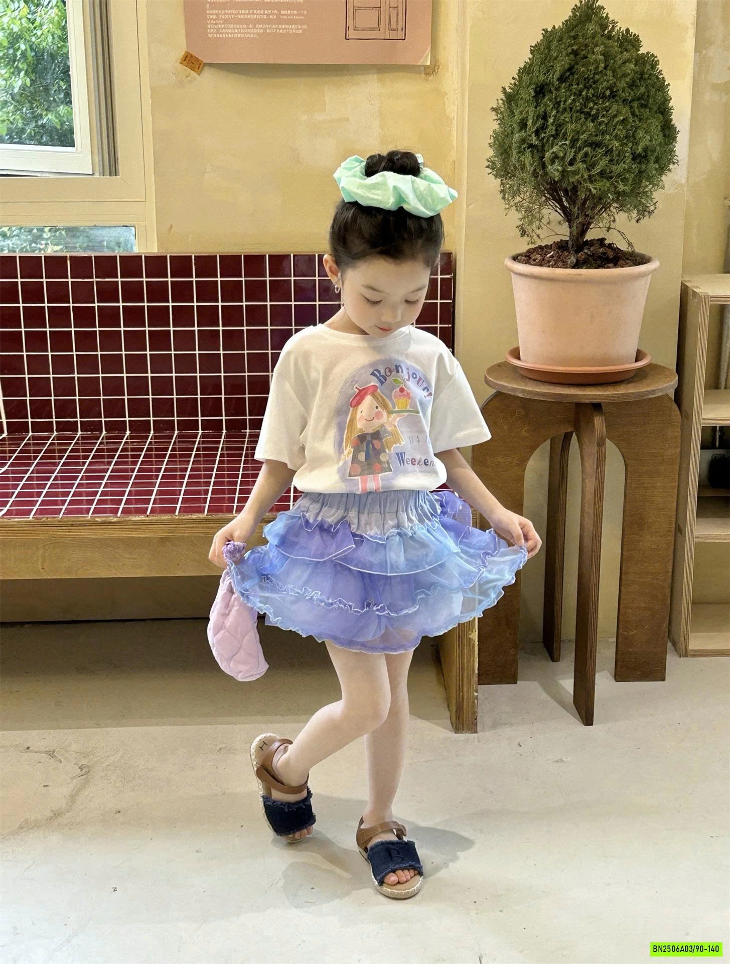 ÁO CÔ GÁI MIX CV TUTU XANH