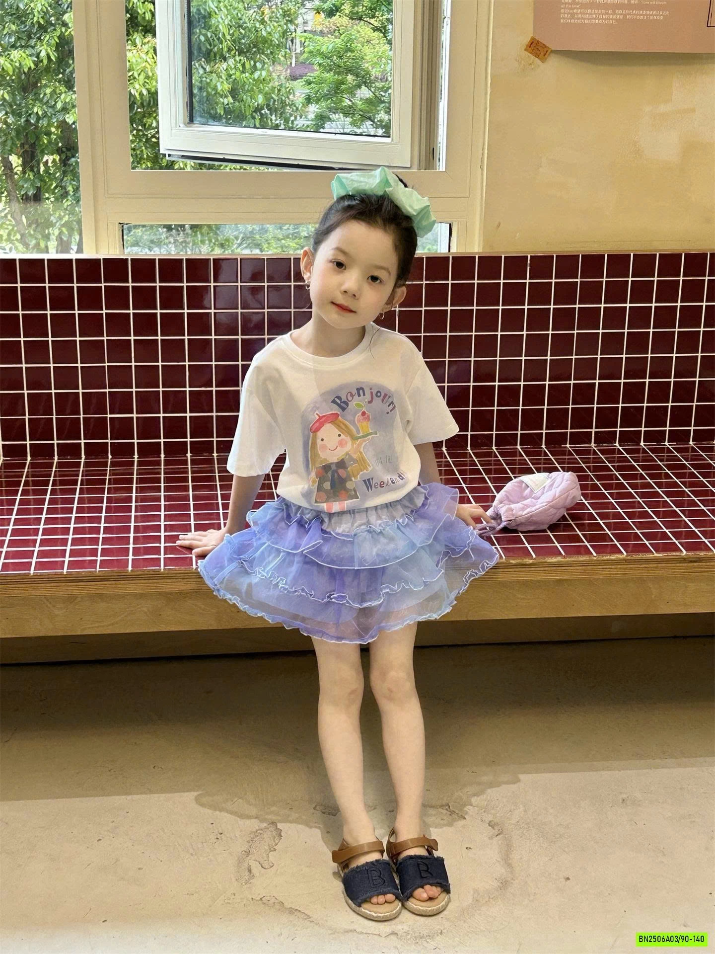 ÁO CÔ GÁI MIX CV TUTU XANH