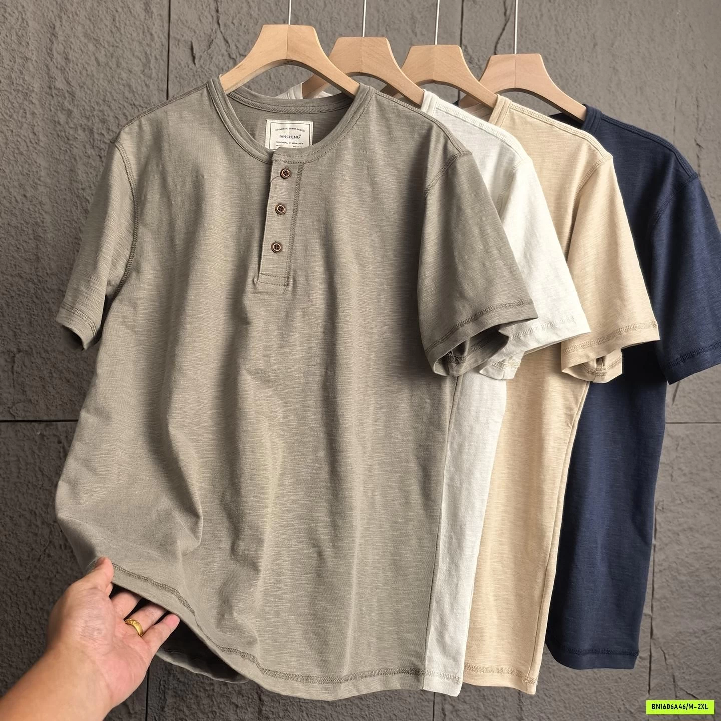 ÁO THUN XƯỚC CÚC CỔ LANCHENG