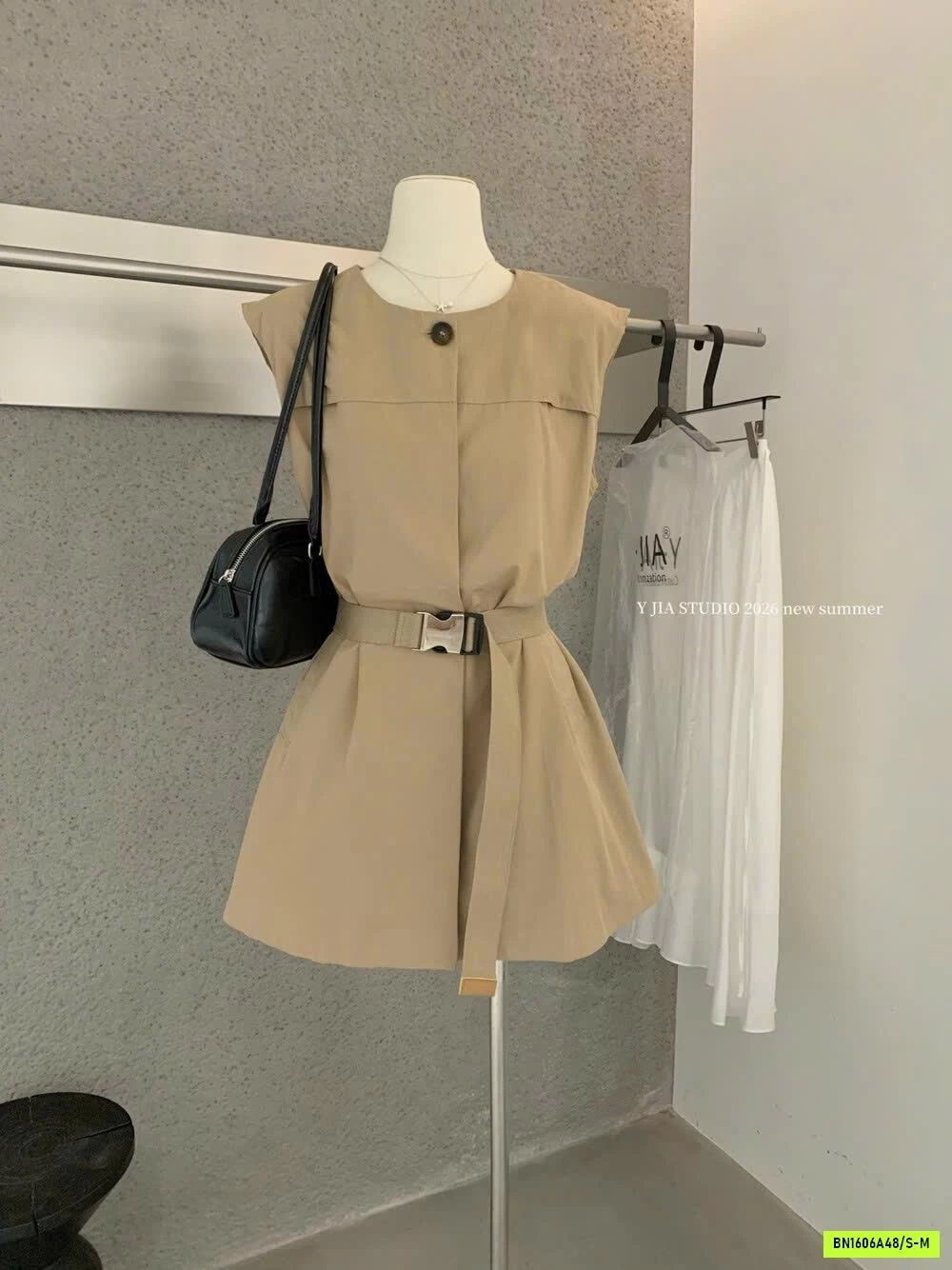 ĐẦM MĂNG TÔ KÈM BELT YJIA