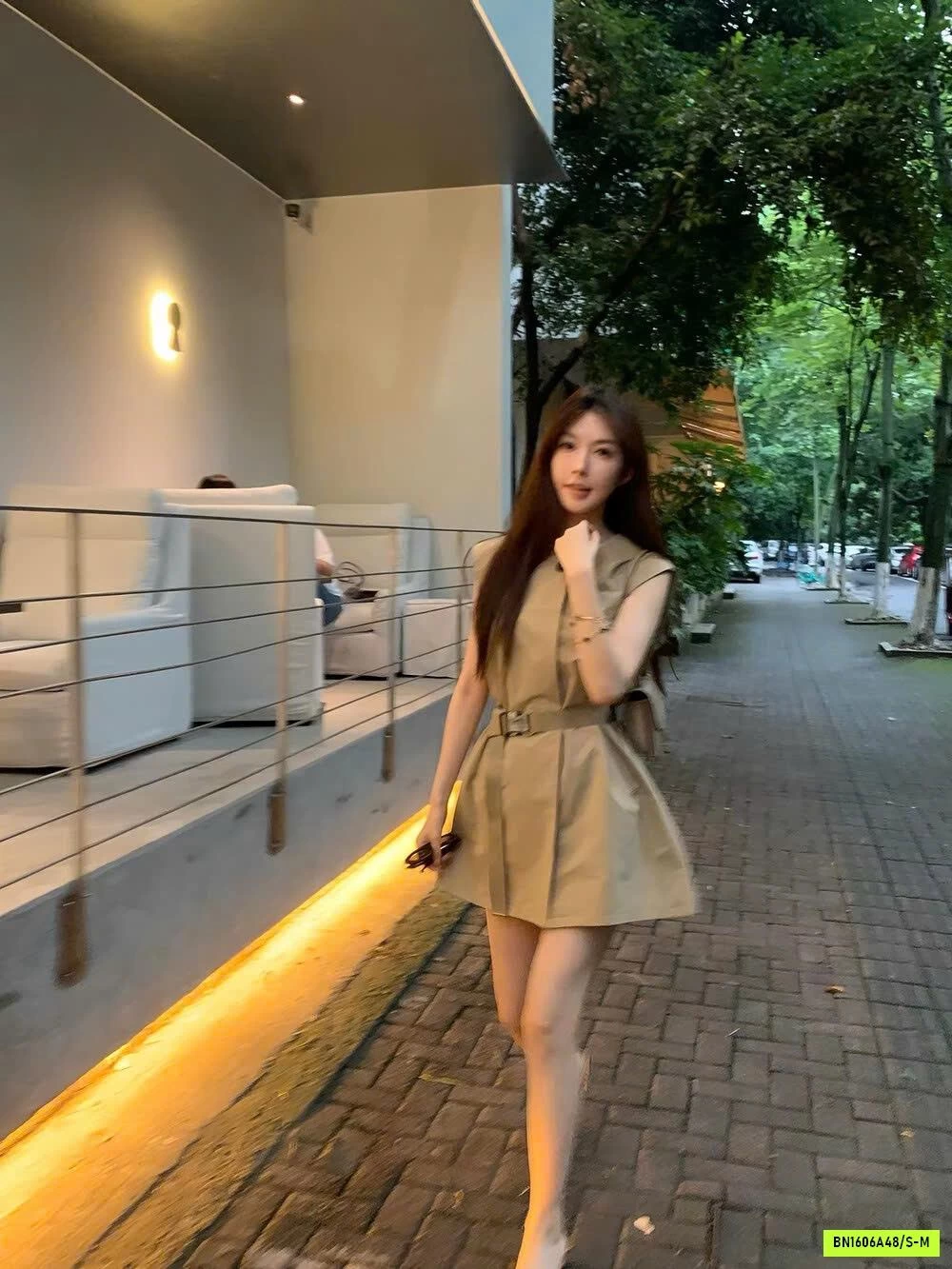 ĐẦM MĂNG TÔ KÈM BELT YJIA