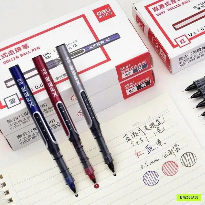 HỘP 12 BÚT BI NƯỚC DELI 0.5MM