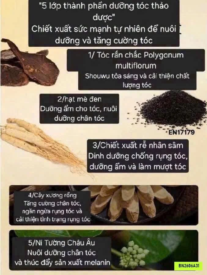 DẦU GỘI BAWANG HÀ THỦ Ô ĐEN BÓNG