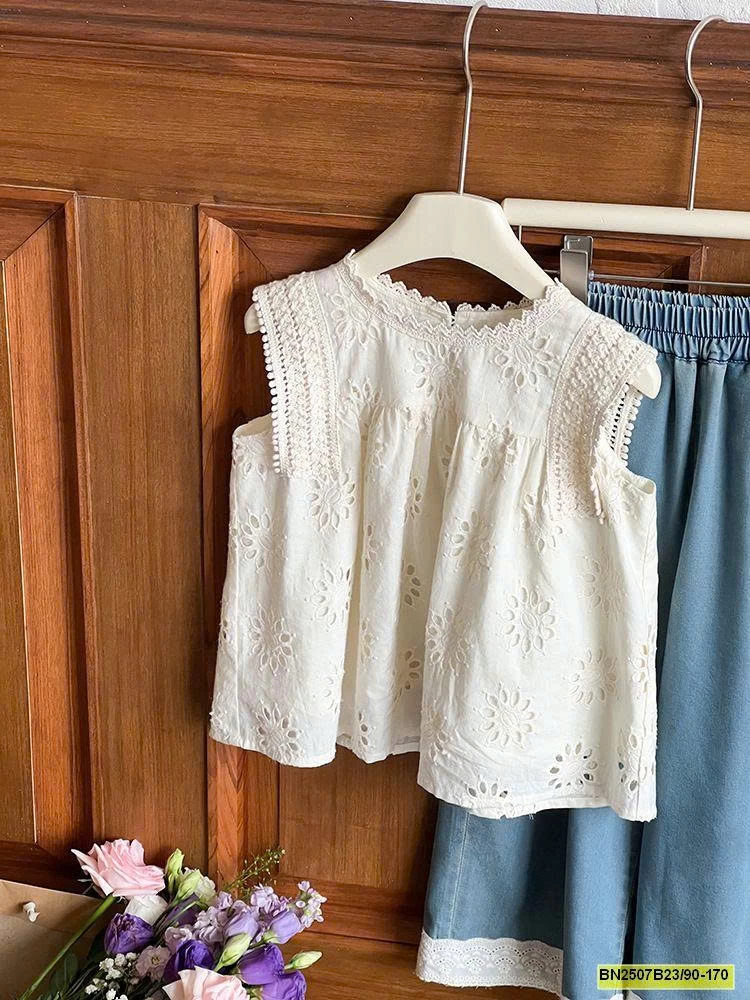 SÉT ÁO REN SÁT NÁCH MIX QUẦN DENIM AMBB 25E007