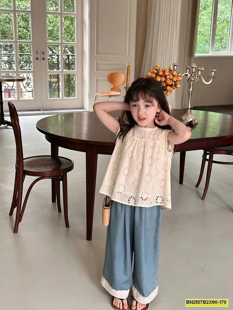 SÉT ÁO REN SÁT NÁCH MIX QUẦN DENIM AMBB 25E007