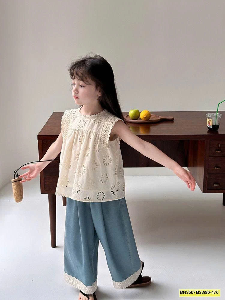 SÉT ÁO REN SÁT NÁCH MIX QUẦN DENIM AMBB 25E007