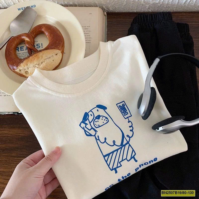 ÁO THUN TAY NỐI XANH DƯƠNG