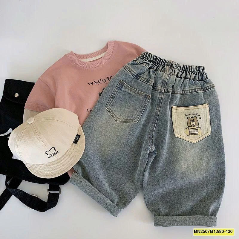 QUẦN JEAN TÚI GẤU BẠC MÀU