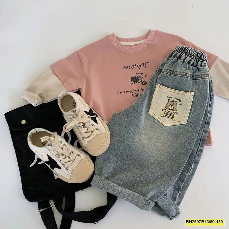 QUẦN JEAN TÚI GẤU BẠC MÀU