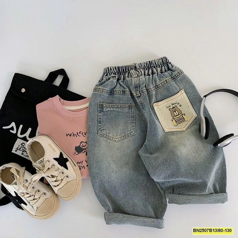 QUẦN JEAN TÚI GẤU BẠC MÀU